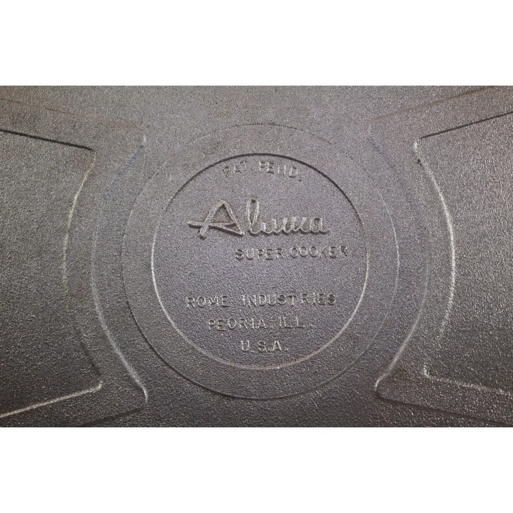 Aluma Super Cooker Griddle Pan Rome Industries Peoria Ill USA Silver Vintage